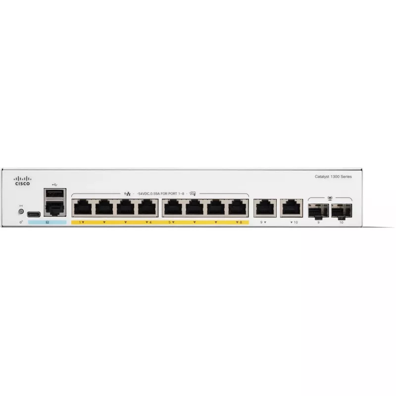 Managed Switch Cisco Catalyst 1300-8P-E-2G 8 Port GE PoE