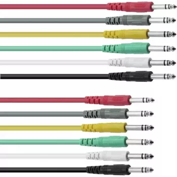 Audio patch cable Omnitronic 3021005P, 6 x 0.9 m, 6.3 mm (1/4 inch) mono plugs