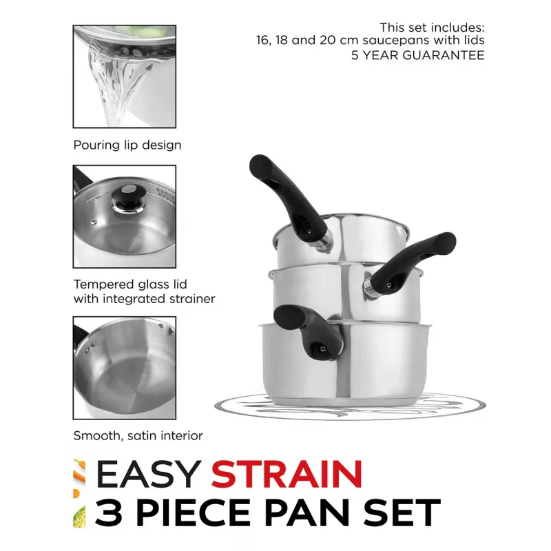 Cookware set Russell Hobbs RH00542EU7 — 3-piece non-stick pans, dishwasher-safe