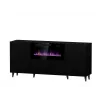 Cama Meble PAFOS Chest of Drawers with Electric Fireplace 180x42x82 cm Matte Black