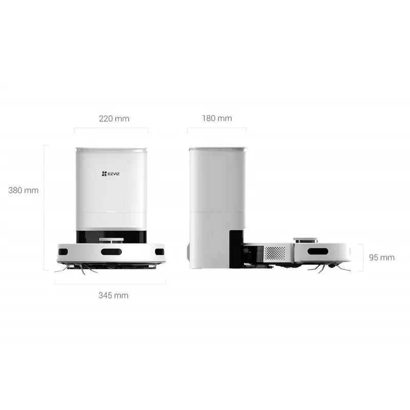 Robot vacuum EZVIZ RE5 PLUS — LiDAR navigation, 4000 Pa suction, 240 min runtime, 0.35 L dust bin, 0.3 L water tank, base station with touchscreen