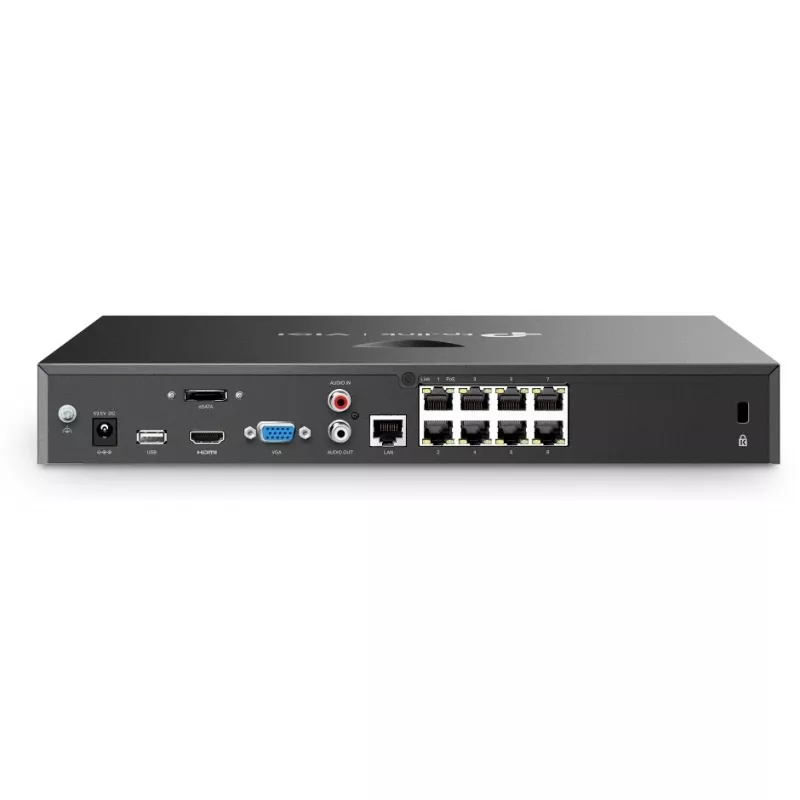 Network Video Recorder TP-Link VIGI NVR2008H-8MP-2TB — 8-channel, 4K (3840×2160), 2 TB SATA HDD, 9× RJ-45, Black
