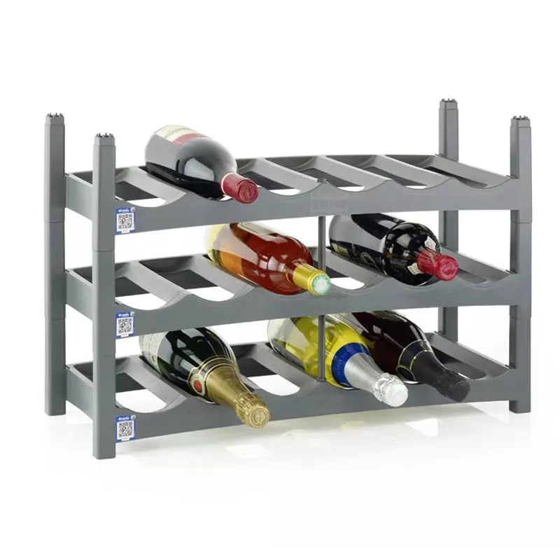 Tabletop wine rack rotho VARIO 6-bottle capacity, foldable, grey, 600×220×140 mm