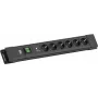 Power strip Bachmann CONNECTUS with 6×CEE 7/3, 1×SPD-Plus surge protector, 1×switch, 2.0 m cable, black