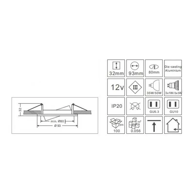 Synergy 21 LED Retrofit GU10 / GX5,3 Deckeneinbausatz D08-White