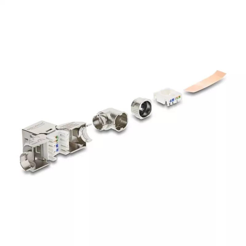 DeLOCK Keystone Module RJ45 jack to LSA Cat.6A metal latch tool-free 90° angled shielded
