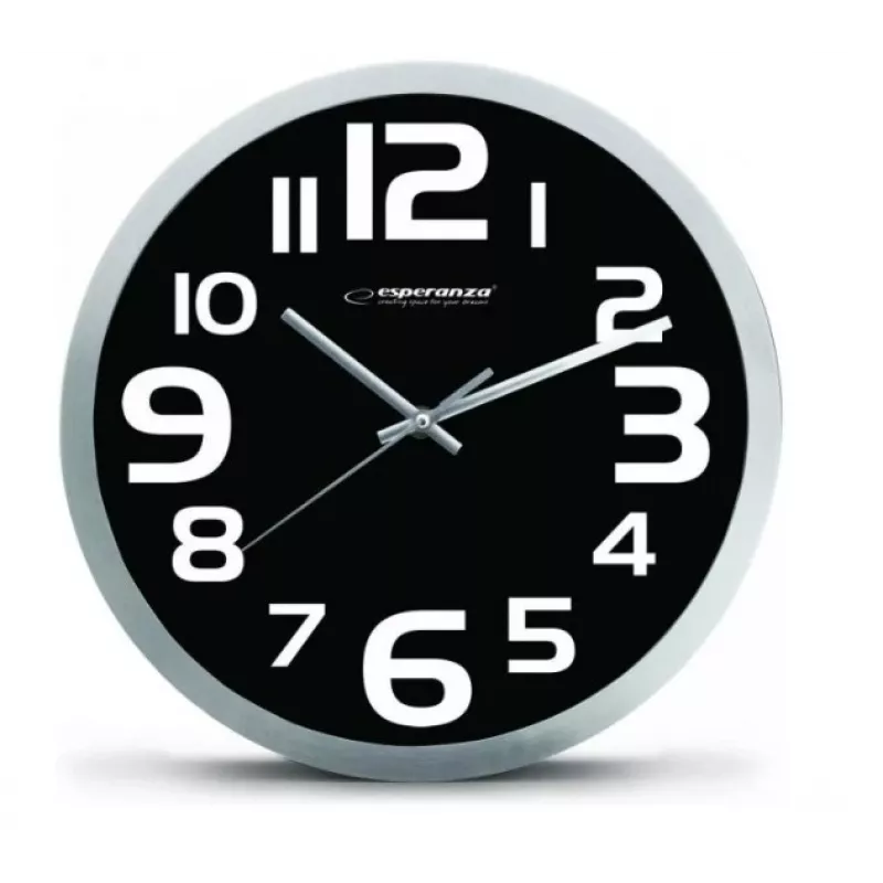 Wall clock Esperanza EHC013K Zurich Black Quartz Oval 25 cm, aluminum frame, 4 cm thick