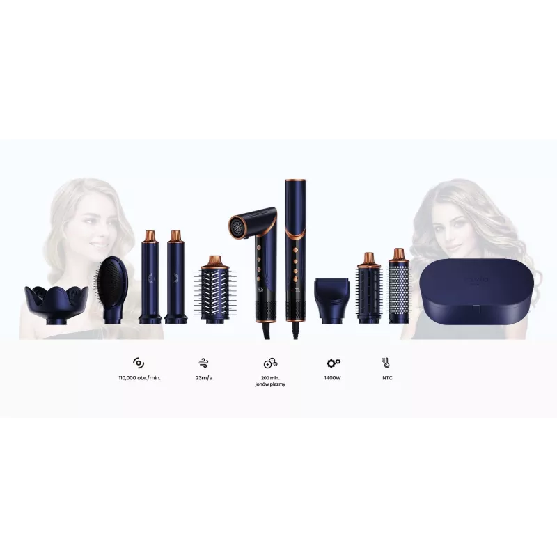 Multistyler hair dryer and curler Lovio LVHS001BL with combined hot air styling function