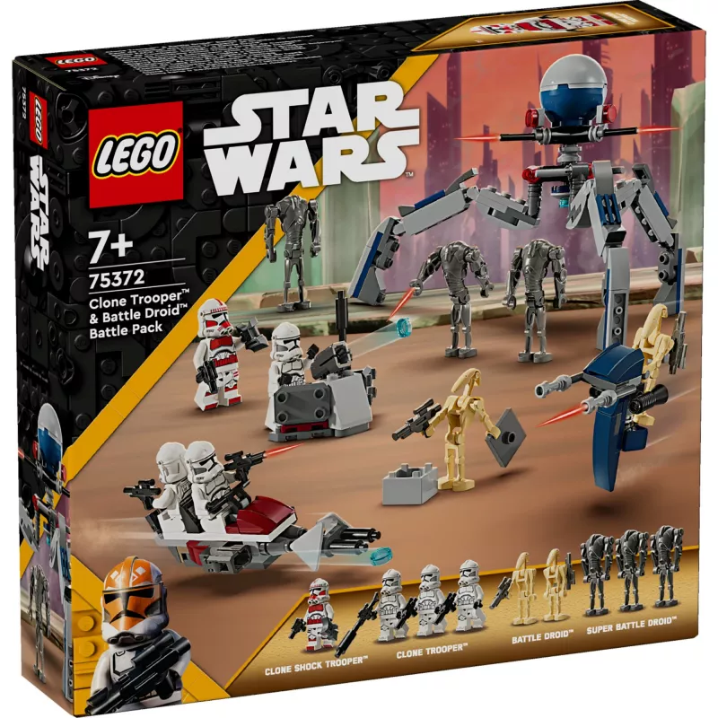 LEGO Star Wars Clone Trooper & Battle Droid Battle Pack Building Toys for Kids with Speeder Bike Vehicle 4 Minifigures and 5 Figures Gifts for Boys
