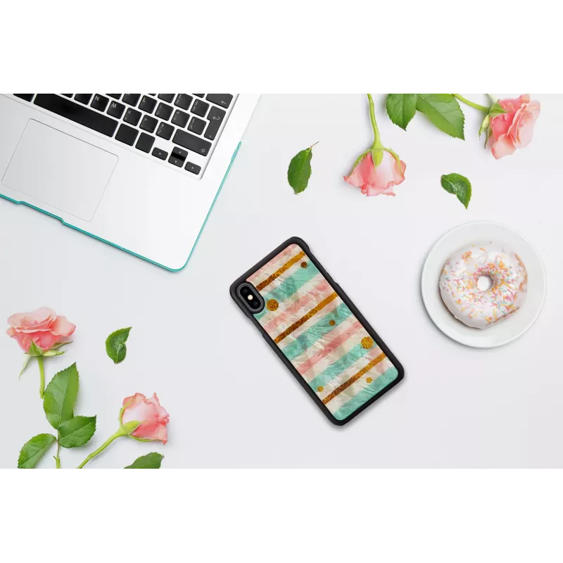 Protective smartphone case iKins for iPhone XS Max — Pop Mint Black, hard shell with raised edges