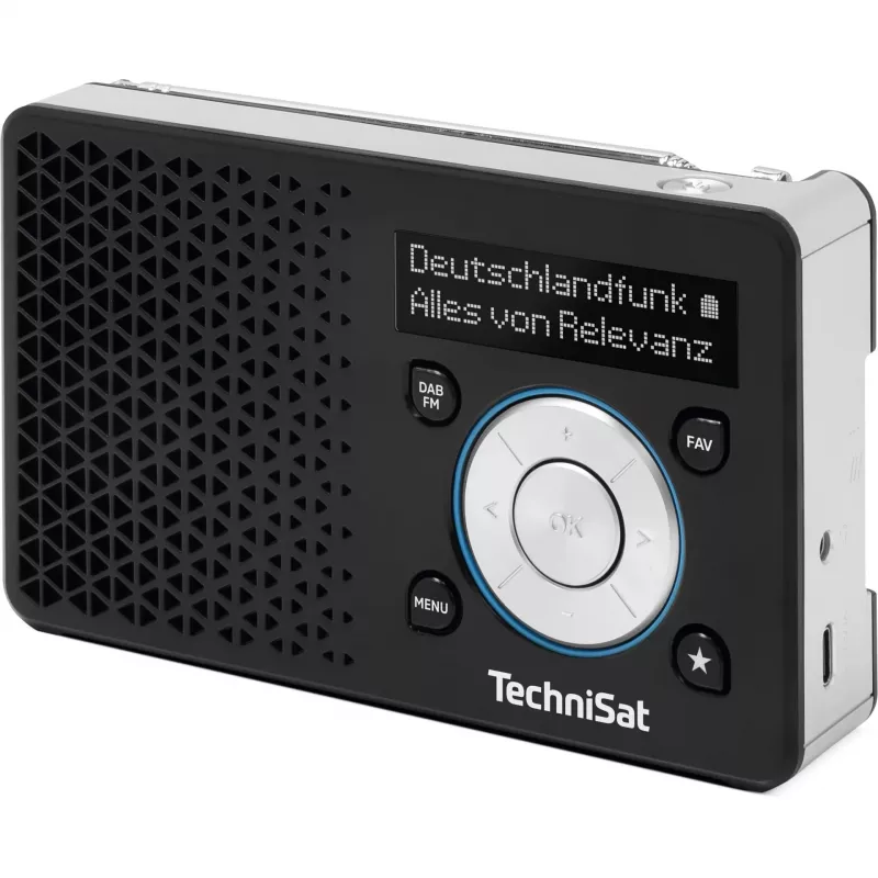 TechniSat DigitRadio 1 A 0100/4997 Digital Radio, DAB+/FM, RDS, 40 Presets, ASA Warning Function, Black/Silver