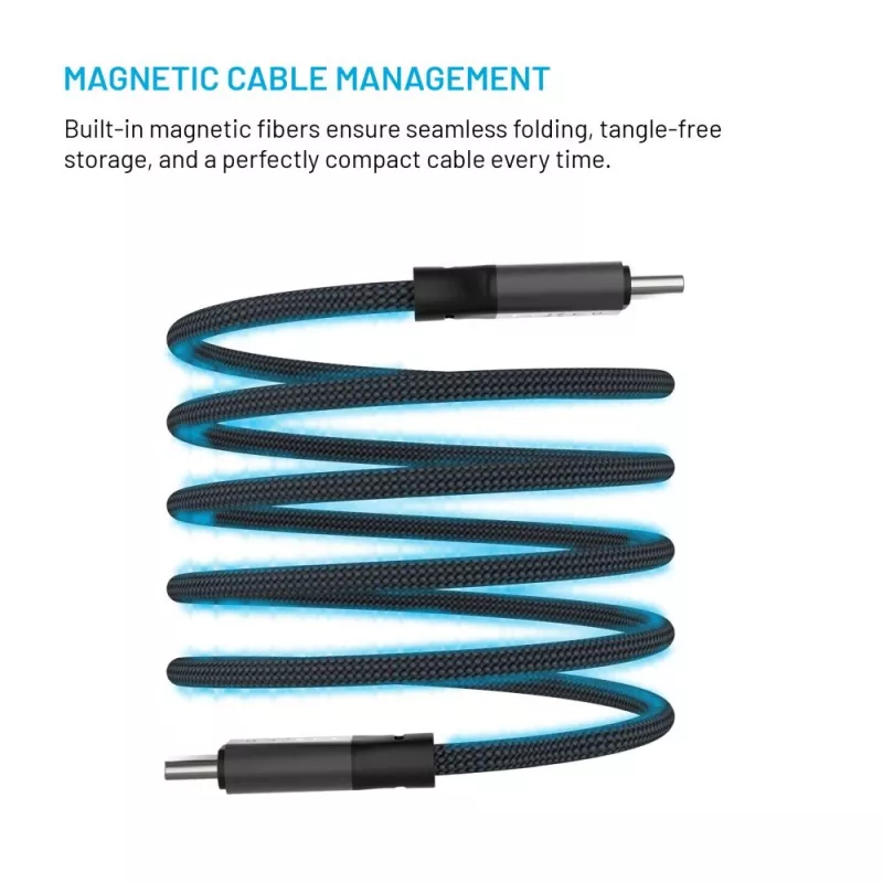 Magnetic braided USB-C to USB-C cable FIXED FIXDBM-CC2-GR, USB 2.0, braided jacket, fixed length, gray
