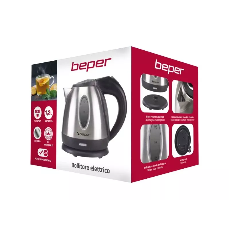 Electric kettle Beper P101BOL001 1.7L 2200W Black