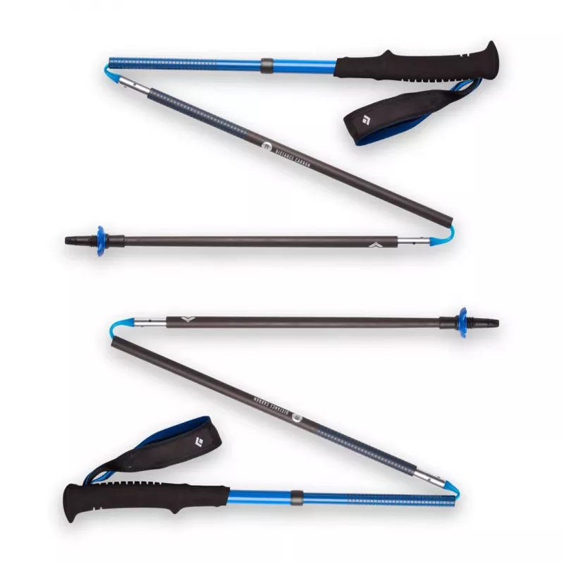 Trekking poles Black Diamond Distance Carbon Z, foldable carbon shaft, 120 cm, 280 g, 3-segment