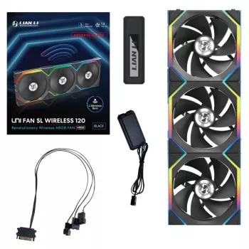 Lian Li UNI FAN SL-INF Wireless 120mm Reverse Blade ARGB Case Fans 3-Pack Black