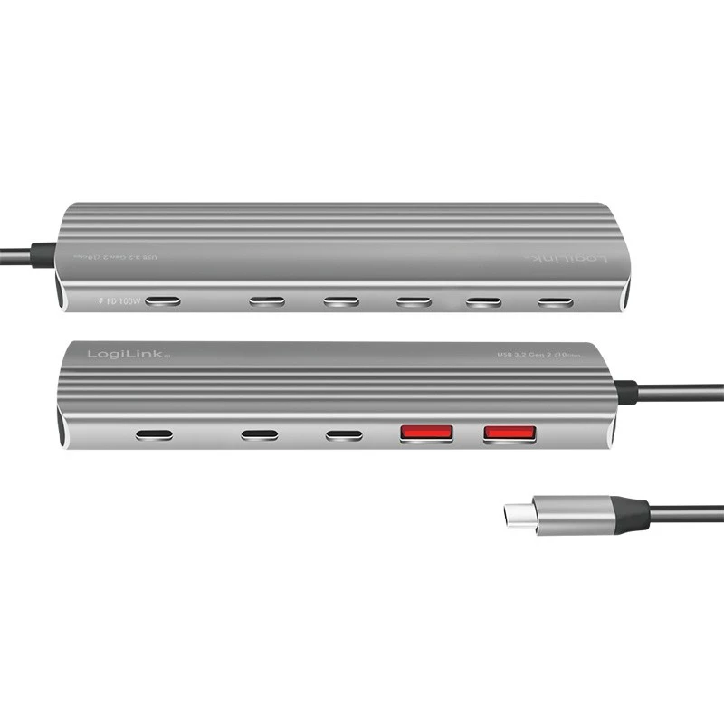 LogiLink USB 3.2 Gen2 Hub 4+1-port 2x USB-A 2x USB-C PD 100W aluminum