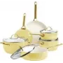 Cookware set GreenPan Padova Reserve 10 pcs — aluminium, yellow, includes 3 saucepans and 2 frying pans