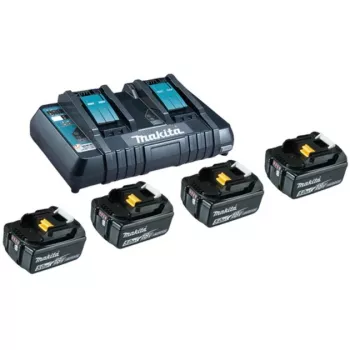 Makita - Battery Charger + Battery 4 x - Li-Ion - 5 Ah - 90 Wh - 2 x Battery Charging - for Makita DEADML801, DEADML810, DHP482, DJN161, DJS101, DSS501, DTD171, DUC254, DVR450, M