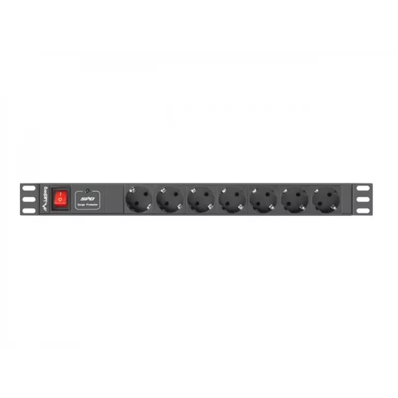 Lanberg | Power Distribution unit (PDU) 19 inch 1U 10A 2M 7X Schuko Outlets | PDU-07F-0200-IEC-BK