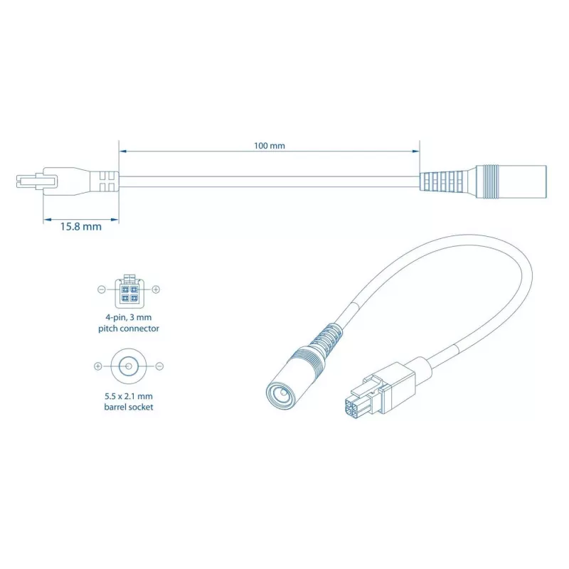 Power cable TELTONIKA PR2PD01B, 0.1 m, 4-pin, black