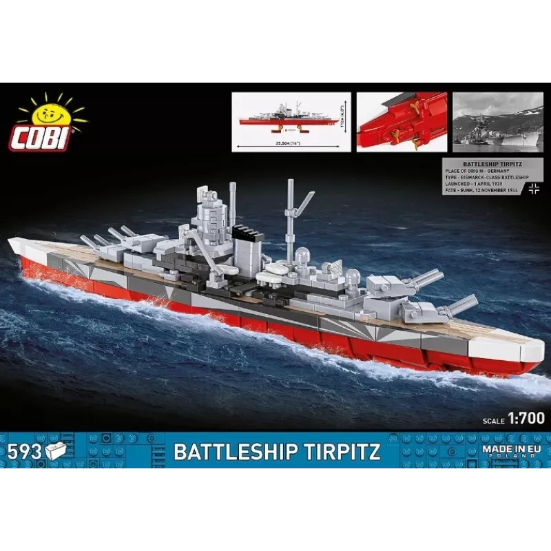 Construction set Cobi Battleship Tirpitz model with 593 pieces, scale and display features