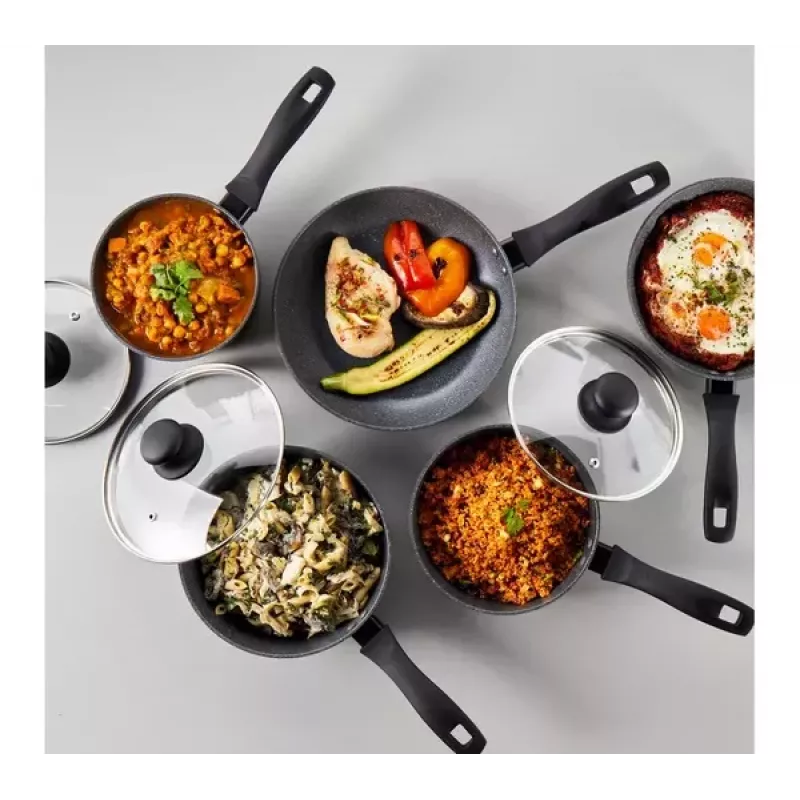 Five-piece Russell Hobbs pan set Metallic Marble RH02814EU7 — nonstick coating, assorted sizes