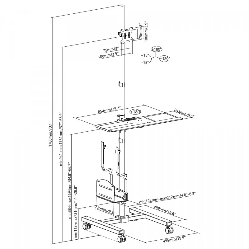 Multimedia trolley Maclean MC-793