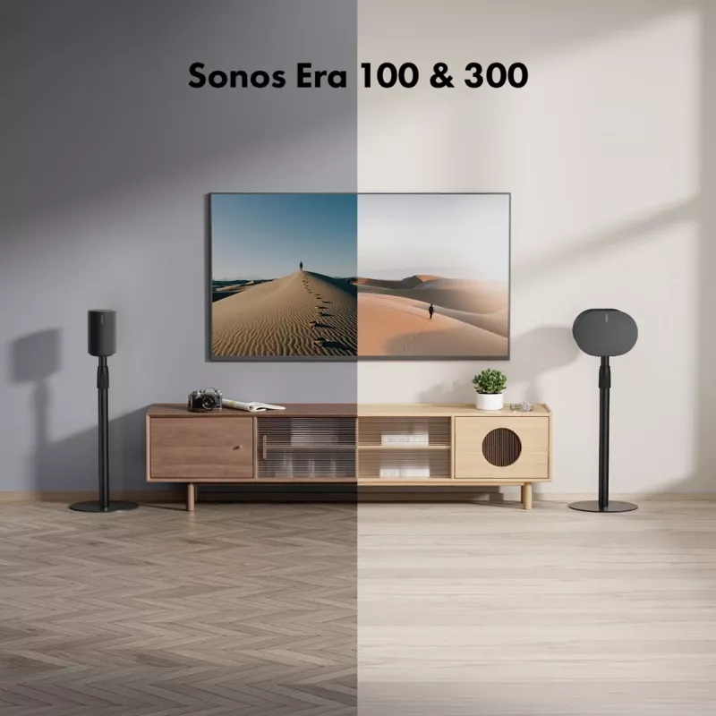 Floor stand MACLEAN MC-496 for Sonos Era 100 and 300, adjustable height 682–1068 mm