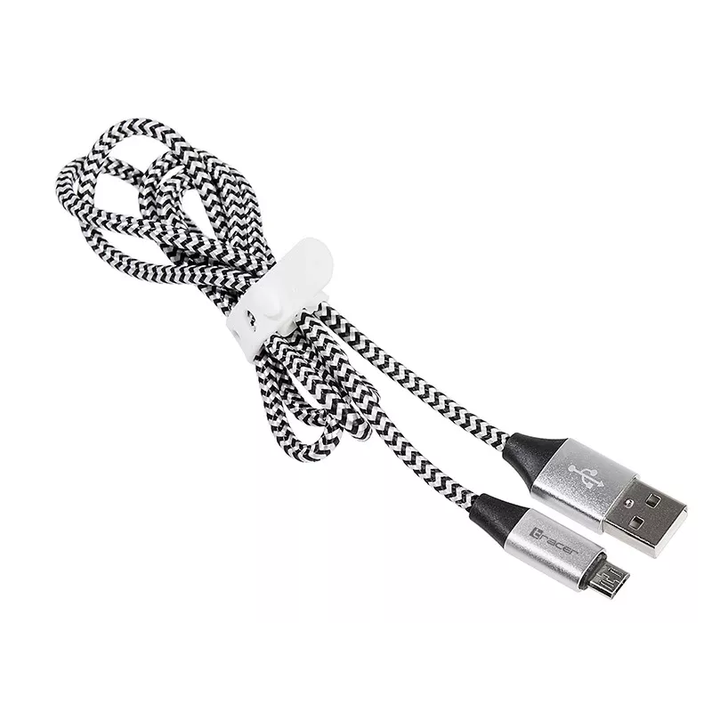 USB cable Tracer TRAKBK46928 1m USB A Micro-USB B Black Silver