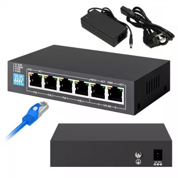 Switch Extralink KRIOS 4x Gigabit PoE/PoE+ 2x RJ45 Uplink 60W