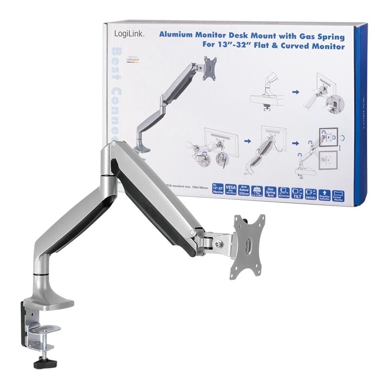 Monitor Mount LogiLink BP0042 81.3 cm (32 inch) Desk Aluminium
