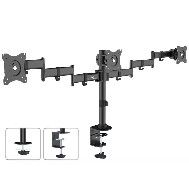 Monitor desk mount MACLEAN MC-691 for 3 monitors — adjustable height and tilt