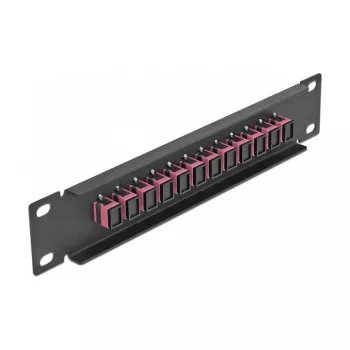Fiber Optic Patch Panel DeLOCK 10 inch 12 Port SC Simplex Violet 1U Black