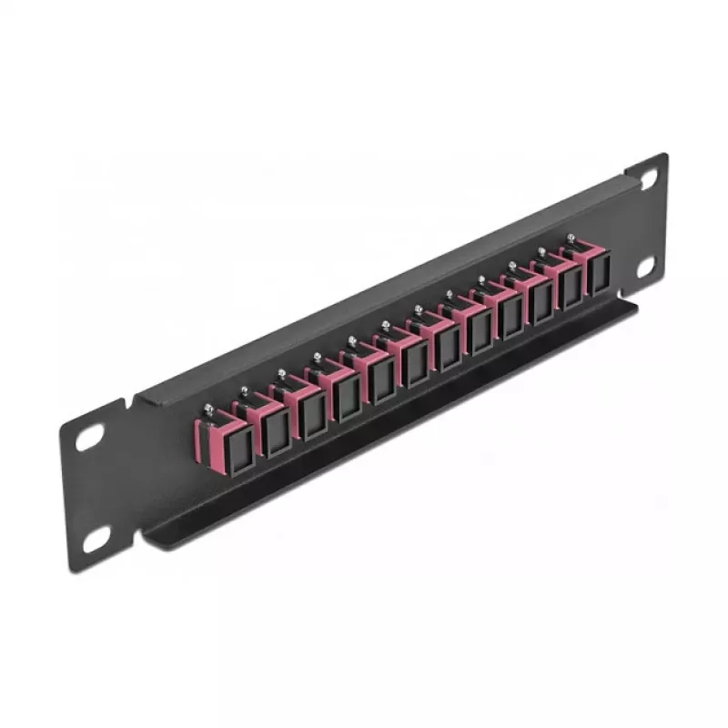 Fiber Optic Patch Panel DeLOCK 10 inch 12 Port SC Simplex Violet 1U Black