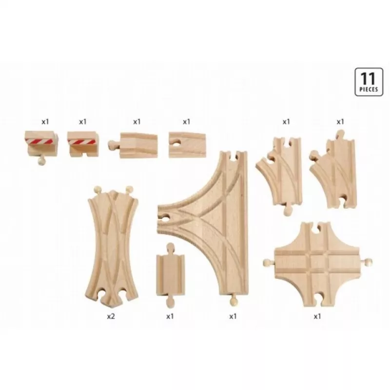 BRIO 33307 railway track set – 11 wooden pieces for expansion