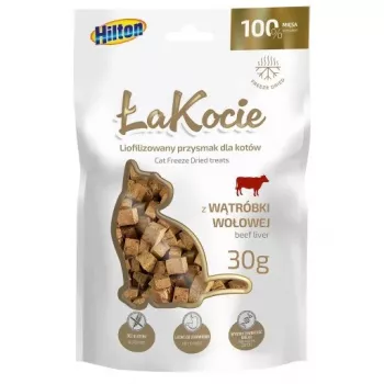 Freeze-dried beef liver cat treat Hilton Treats 30 g — single-ingredient, grain-free, gluten-free