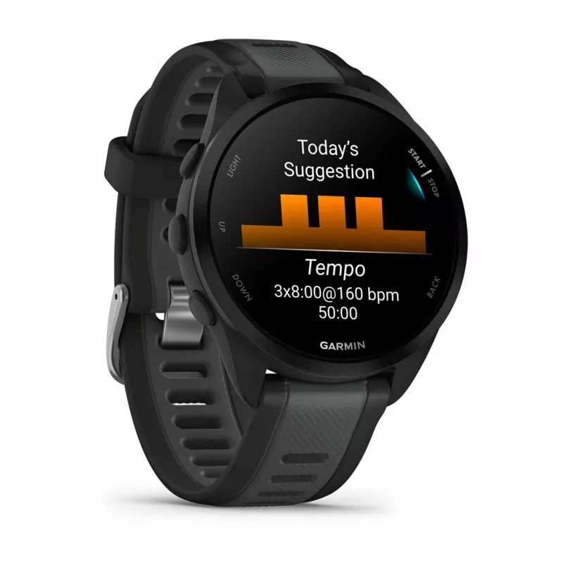 Garmin Forerunner 165 Music - Black - Sports watch with strap - Silicone - Slate Gray - Wrist size: 126-203 mm - Display 3 cm (1.2) (010-02863-30)