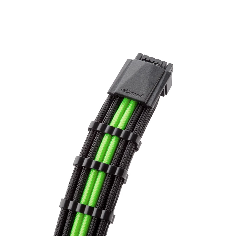 CableMod PRO ModMesh 12VHPWR Cable Extension Kit black/light green, 3‑pin 16‑pin set