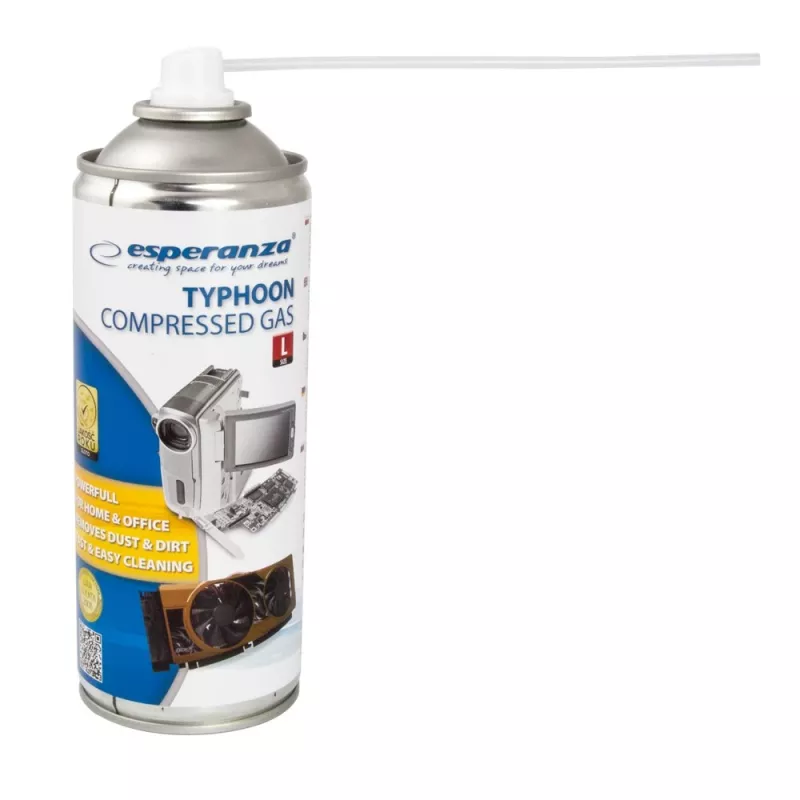 Compressed air duster ESPERANZA ES103 400 ml, blue/white, leaves no scratches