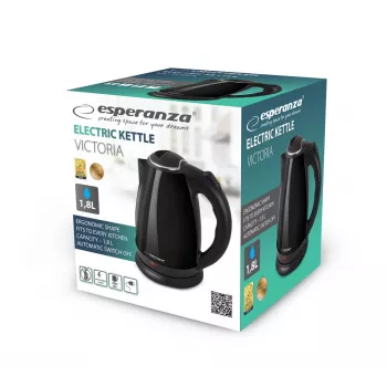 Electric kettle ESPERANZA EKK113K 1.8 L 1800 W, stainless steel, black, cordless