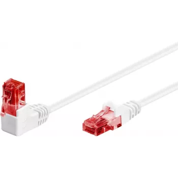 Goobay CAT 6 Patch Cable 1x 90° angled, U/UTP, White, 1 m - latch tab top, CCA Copper Mix (51522)