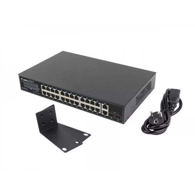 Unmanaged LANBERG switch RSGE-24P-2GE-2S-360 with 24 RJ-45 Ethernet ports
