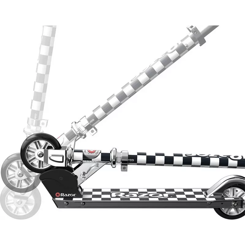 Razor Model A Kick Scooter — Lightweight Foldable Aluminium Scooter for Teens & Adults, Adjustable Handlebar, 65 kg Max Load, Silver