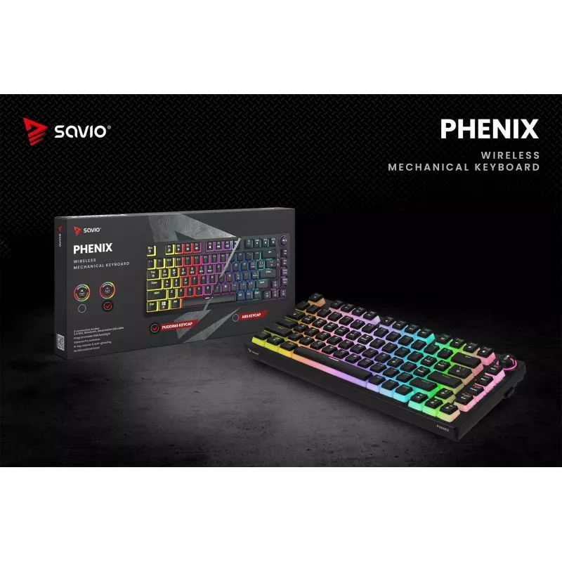 Gaming Keyboard Savio SAVGK-PHENIX RED PUDDING Mechanical RGB Wireless