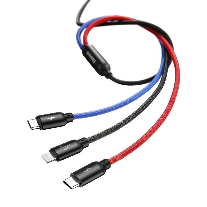 BASEUS Colorfone CAMLT-BSY01 USB cable 1.2 m USB A 3 x USB C Black, Red, Blue
