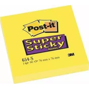 Post-It 654-S Sticky Notes square Yellow 90 Sheets (654-S6 (1 PACK = 12 Pads))