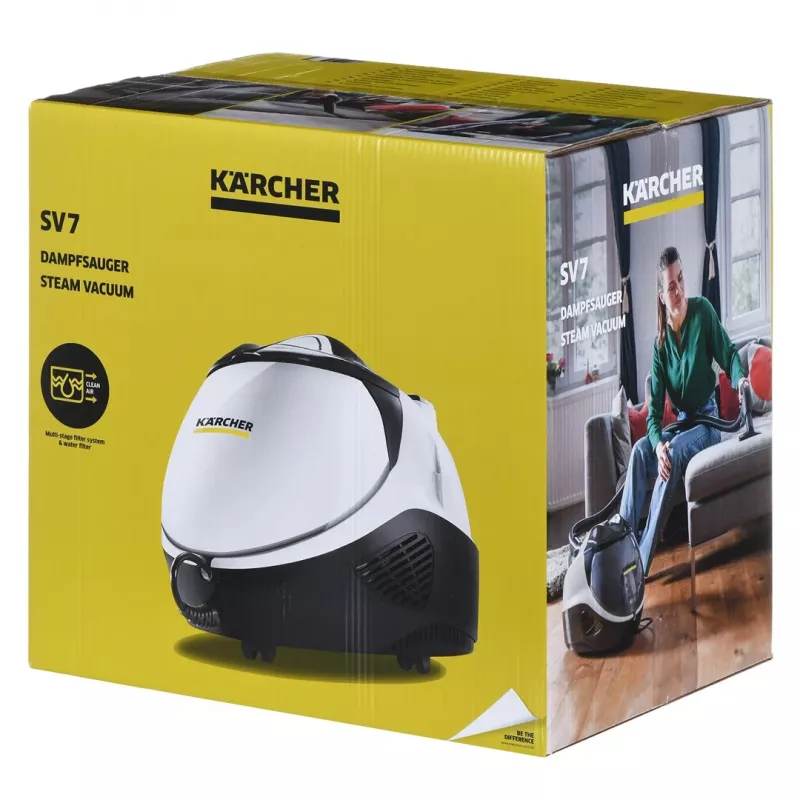 SV 7, cylinder steam cleaner, 0.5 l, black, gray, white, buttons, fixed, 50 cm