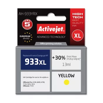 Compatible ink cartridge ActiveJet AH-933YRX for HP 933XL CN056AE, Yellow, 14 ml, refurbished