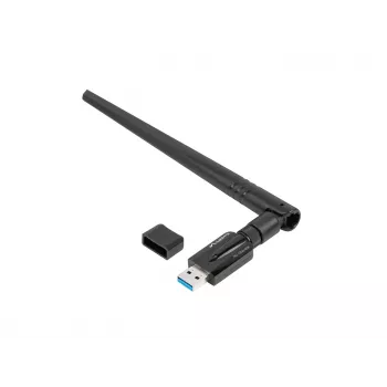 Internal WLAN card LANBERG NC-1200-WIE — Dual-band USB WLAN adapter, RTL8812BU, up to 1200 Mbit/s, external 2x2 antennas (5 dBi), black