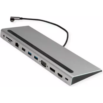 VALUE USB 3.2 Gen 2 Type C Multiport Docking Station, 4K HDMI/DP, VGA, USB, Card Reader, PD, LAN, Audio (12.99.1117)